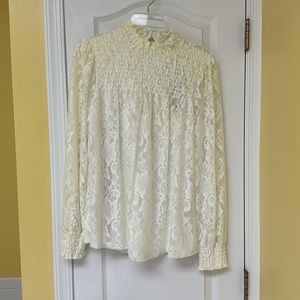 NWT cable & gauge white lace blouse